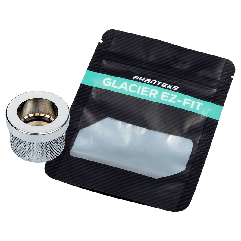 Glacier EZ-Fit F16G1/4, 16mm Soft and Hard Tube Fitting, Push-In EZ-Fit System, G1/4 thread, Chrome