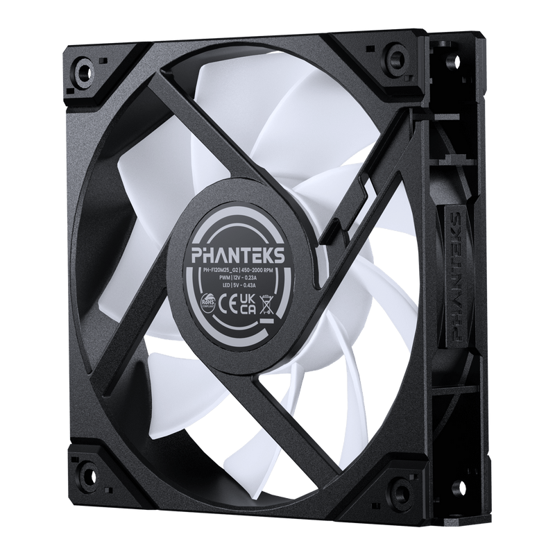 Phanteks M25-120 Gen2, 120mm ARGB High Performance Cooling Fan, Daisy-chain Unified Fan Frame, Infinity Mirror hub, single cable connection