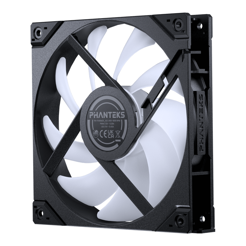 Phanteks M25-140 Gen2 High Performance Cooling Fan, Daisy-chain Unified Fan Frame, Integrated D-RGB Lighting, Black